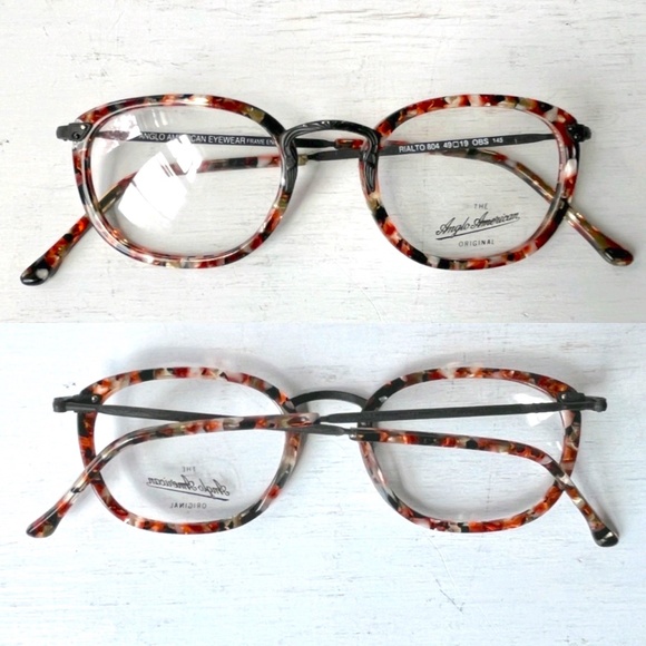 Anglo American Optical Mosaic Confetti Red Orange Multi Marble Acetate 'Rialto' - Picture 4 of 16